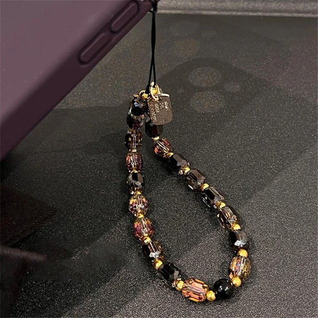 Rui Di Handykette, Schwarz-Gold-Kristall-Perlen, Damen - Bild 1