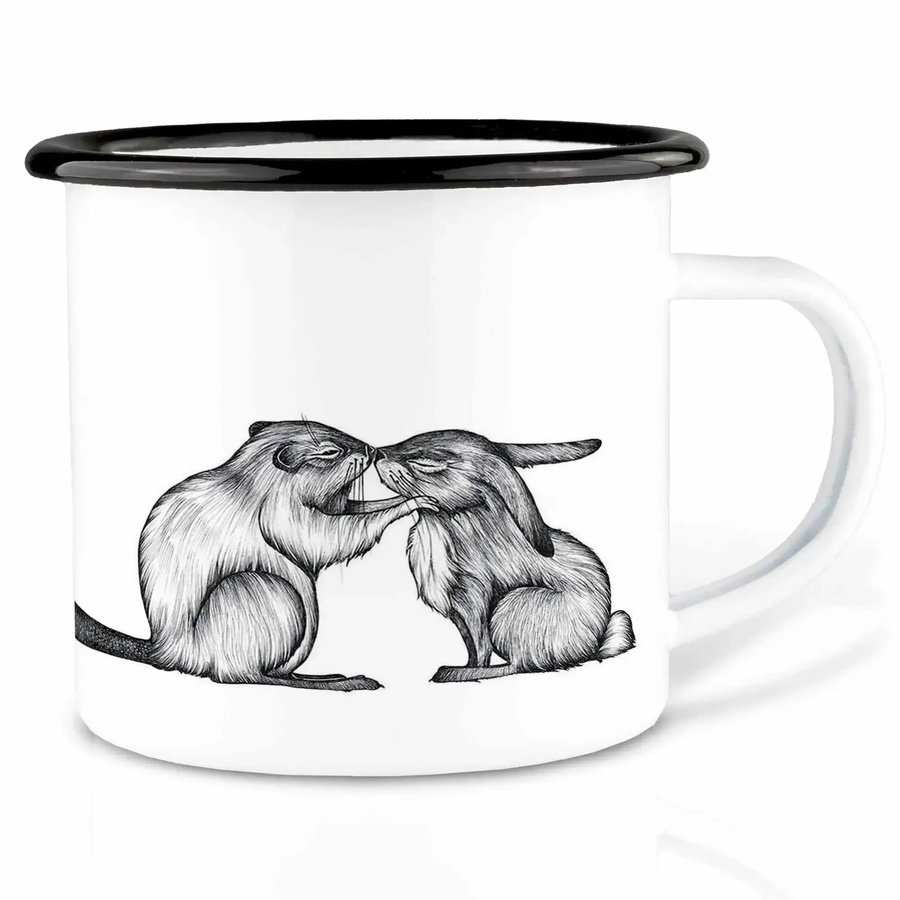 Ligarti Emaillebecher mit Biber & Kaninchen Motiv, 300 ml - Bild 1