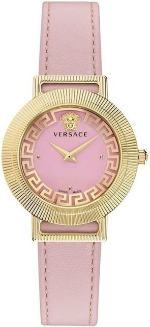 Versace Damenuhr, Quarz, Edelstahl, Gold, Leder, 36 mm, 5 ATM - Bild 1