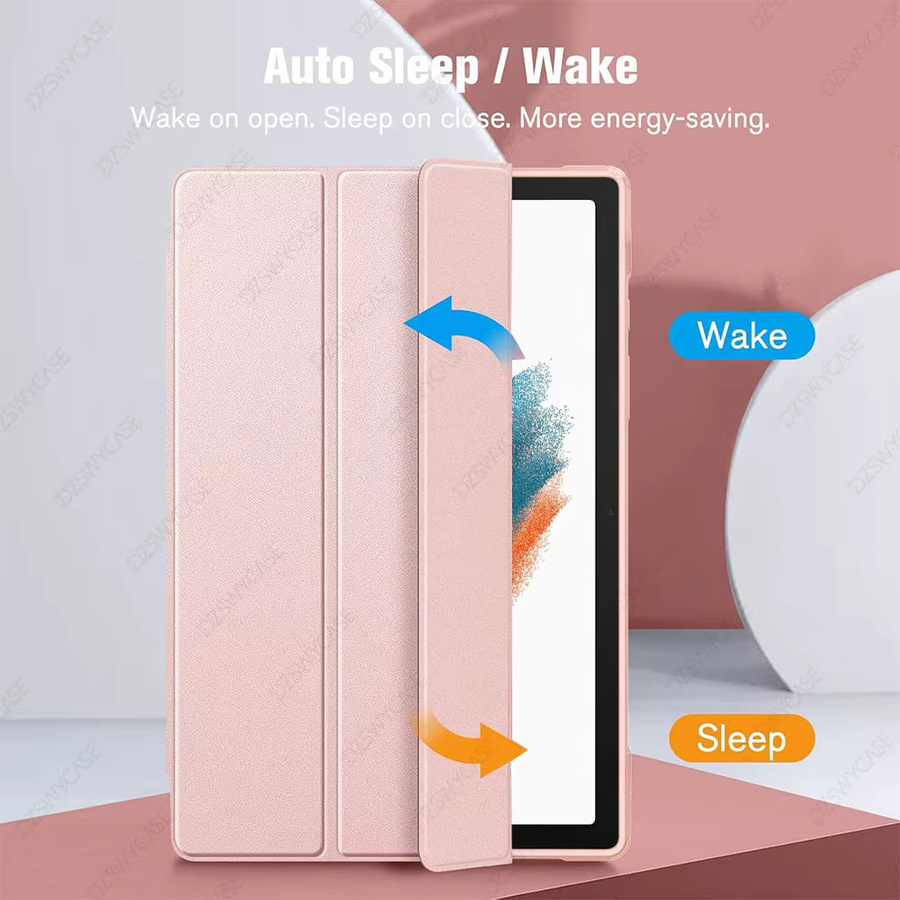 Stoßfeste Samsung Galaxy Tab A8 10,5 Zoll 2022 Schutzhülle mit transparenter Rückschale und Auto Wake/Sleep Funktion in Pink - Bild 2