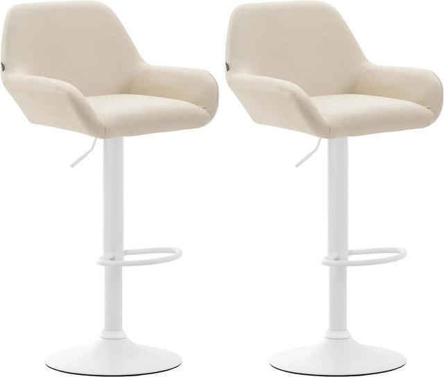 DELUKE Barhocker DUBLIN 2er Set, Barstühle mit Lehne aus Kunstleder in Creme Weiß, drehbar mit Metallgestell - Bild 1