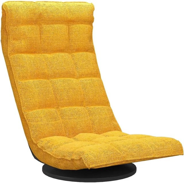 vidaXL Bodenstuhl drehbar in Gelb mit Stoffbezug und Metallrahmen, H x B x T: 90,0 x 80,0 x 54,0 cm - Bild 1
