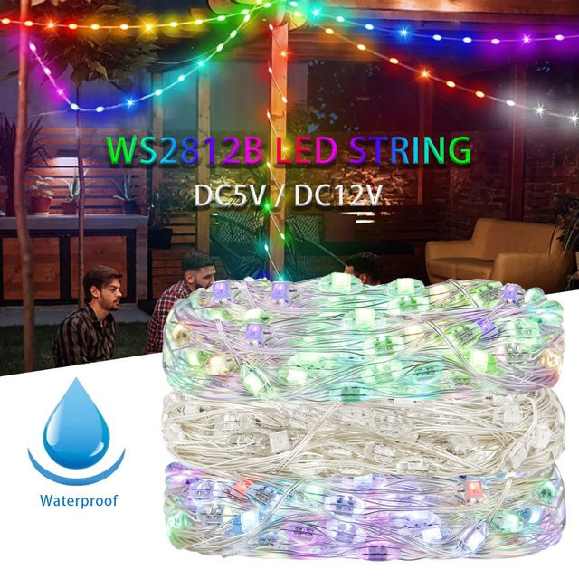 Xnbada WS2812B RGBIC LED Streifen String aus Kupferdraht, individuell adressierbare Multicolour Lichterkette für Party, Hochzeit und Weihnachtsbeleuchtung - Bild 1
