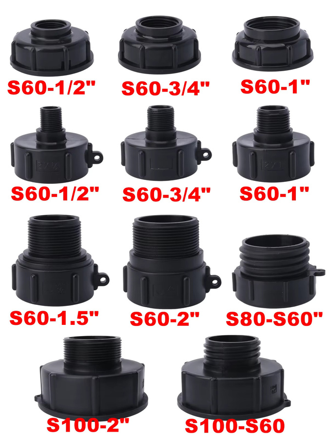 UP-CLOUD IBC-Tankadapter S60 x 1 Zoll Gewindeanschluss für 1000 Liter Tonnezylinder in Schwarz - Bild 4