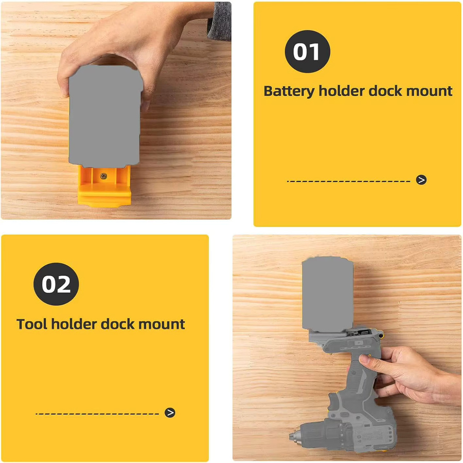 5 Stück 2-in-1 Werkzeugaufhänger und Dock, wandmontierter Batteriehalter für DeWalt 20 V und Milwaukee 18 V Akkus, Farbe: Rot - Bild 5
