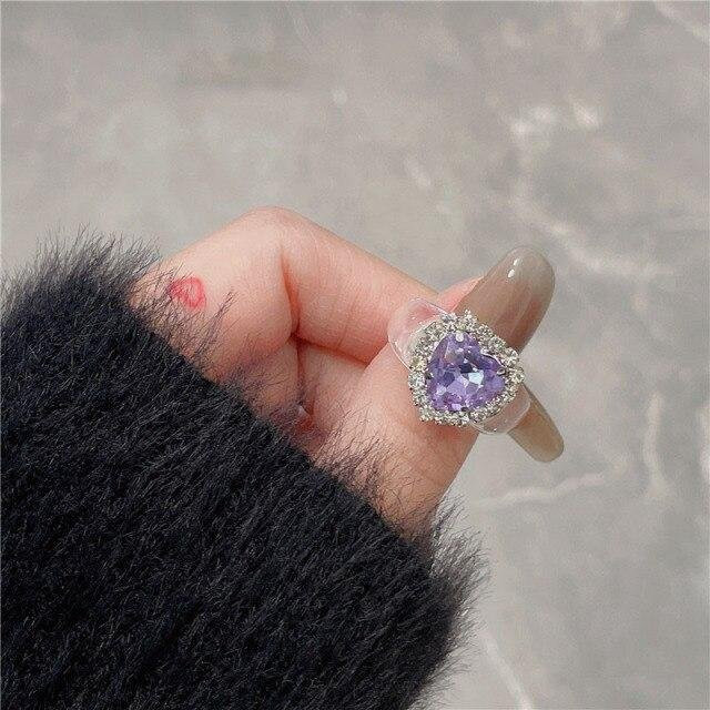 YIRAN Jewelry Ring, Acryl, Zirkonia, violett, Damen - Bild 1