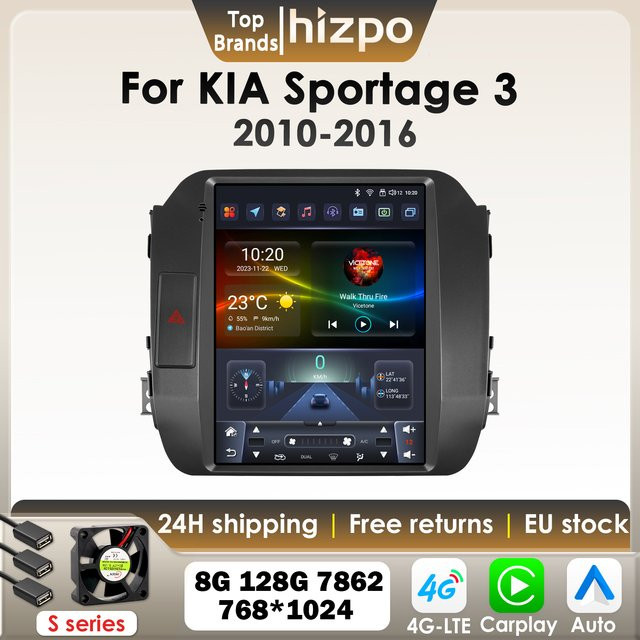 Hizpo Android 13 Autoradio mit 9,7 Zoll vertikalem Bildschirm für KIA Sportage 3 (2010-2016) inklusive Carplay, GPS und Bluetooth in Schwarz - Bild 1
