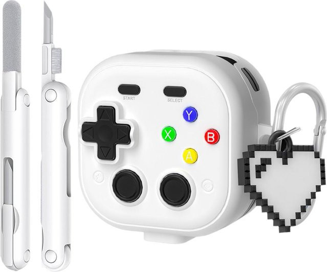 Samsung Galaxy Buds 4 Pro / Buds 4 Schutzhülle im 2-in-1 Game-Player-Design aus weichem TPU in Schwarz inklusive Reinigungsset - Bild 1