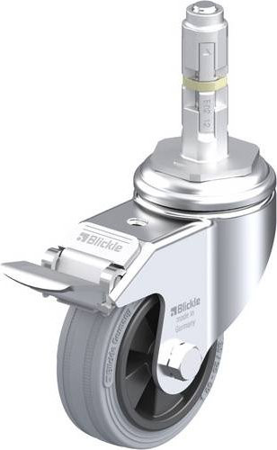 Blickle Lenkrolle LKRA-VPA 80G-11-FI-E12 mit Feststeller, Rad-Durchmesser: 80 mm, Tragfähigkeit: 80 kg, Farbe: Silber - Bild 1