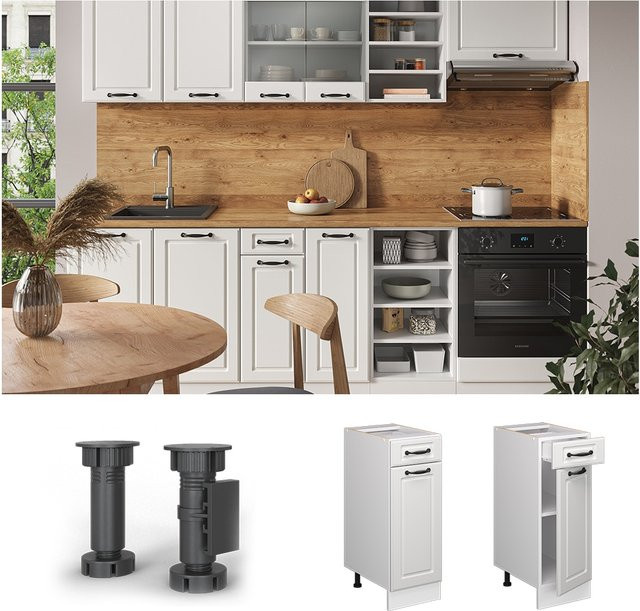 Vicco Küchenunterschrank R-Line Landhausstil Weiß mit Schublade und Tür Breite: 30 cm - Bild 1