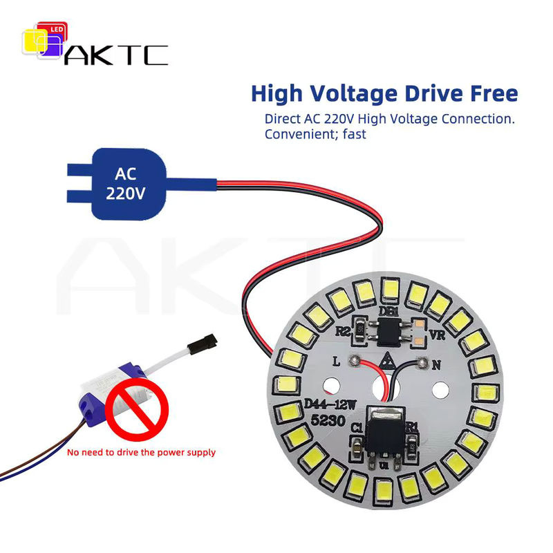 ankatec LED-Lichtplatine mit 2835-SMD-Chips, runde Aluminium-Platte, warmweiß, 5 W, 220 V AC, Smart IC ohne Treiber - Bild 2