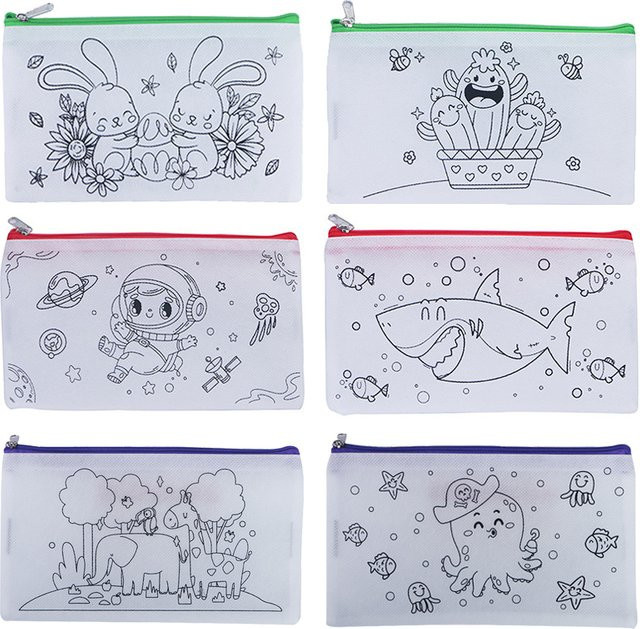 TMZ Graffiti-Stifttasche mit Cartoon-Muster und Reißverschluss, farbige Schreibwaren-Aufbewahrungstasche für Kinder - Bild 1