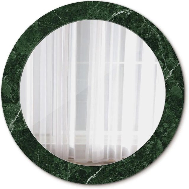 Tulup Runder Spiegel mit grünem Marmor-Design und Ornamenten, Durchmesser: 70 cm - Bild 1