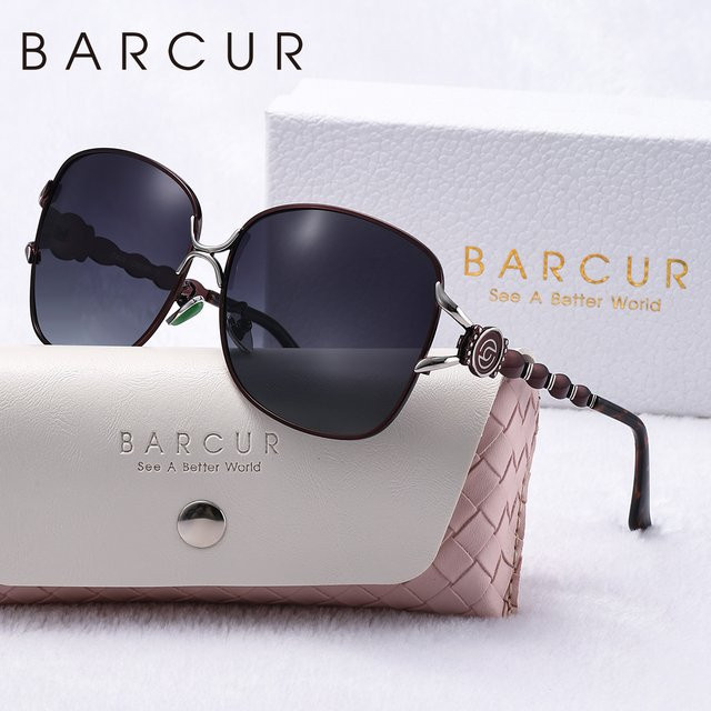 BARCUR Sonnenbrille Oversize Oval, Metall, Vollrand, Schwarz, Damen, polarisiert - Bild 1