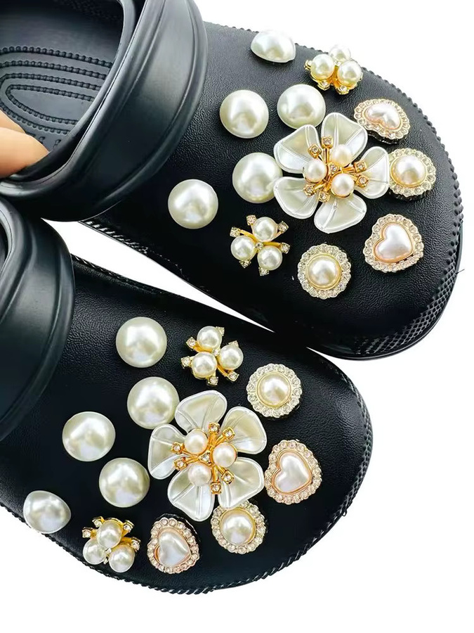 FHLDING Schuhcharms-Set, 24-teilig, Perlen, Diamanten, Blumen - Bild 4
