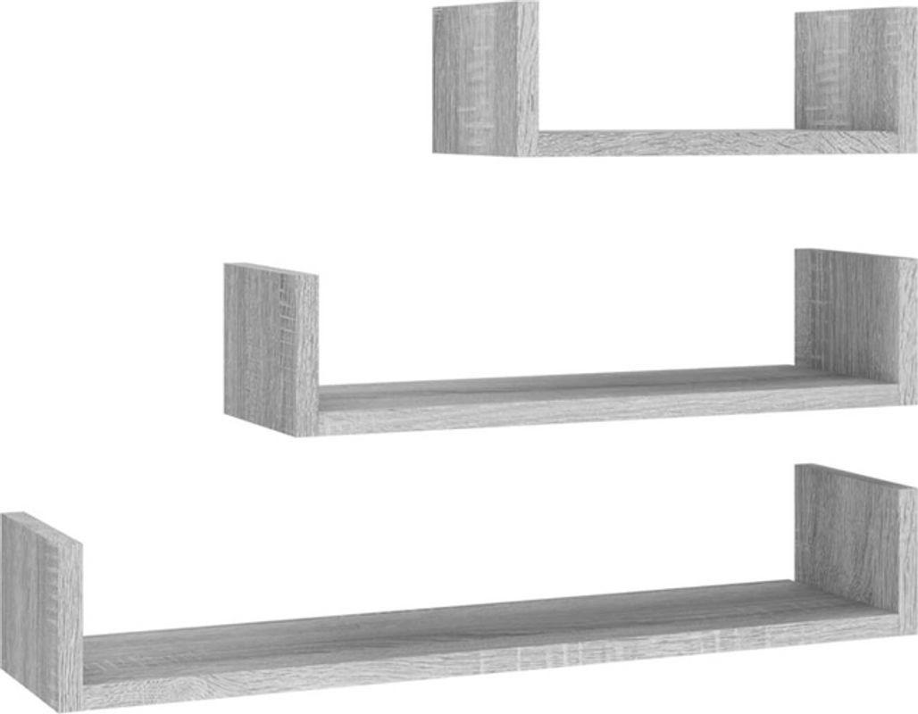 3er-Set Wandregale von Vidaxl in Grau aus Holzwerkstoff für die Wandmontage - Bild 1