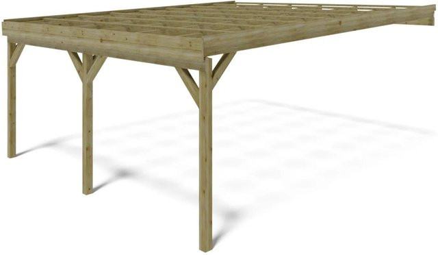 ALTANKA Carport Garagendach Grün als Pultdach zur Wandmontage mit Flachdach B: 580 cm, T: 506 cm - Bild 1