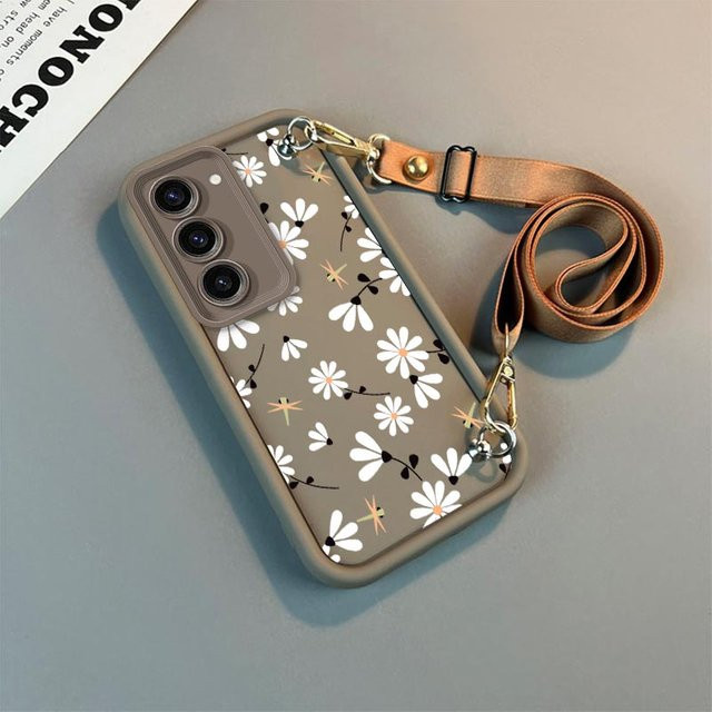 New Sky Eye Lanyard Handyhülle mit weißem Blumenmuster für Samsung Galaxy S21, S22, S23, S24 Serie und S21FE, S22 Plus, S23 Plus, S23 FE, S23 Ultra, S24 Plus - Bild 1