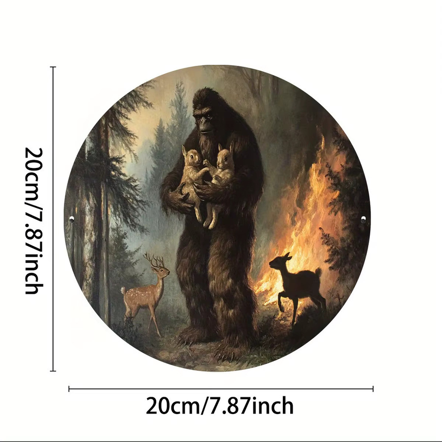 Potdemiel Sasquatch Rescues Critters Rundes Vintage-Aluminiumschild in Mehrfarbig, Durchmesser: 20 cm - Bild 2