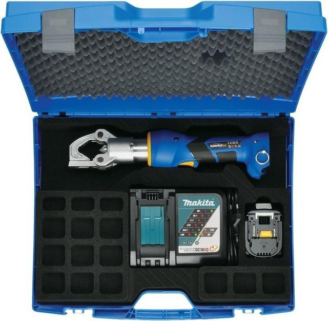 Klauke Mini+ Identcrimp EKM60IDCFM Hydraulische Handpresse 18V mit 1.5Ah Li-Ion Akku in Blau - Bild 1