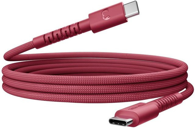 Fresh N Rebel FlexWave USB-C zu USB-C Kabel, silikon geflochten, 100W, Farbe: Red, Länge: 2 m - Bild 1