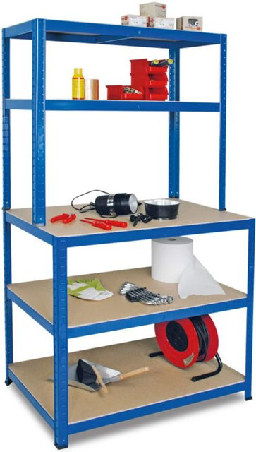 BRB 74221 Arbeits- und Packtisch in Blau, B/T/H: 180 x 90 x 40/60 cm - Bild 1