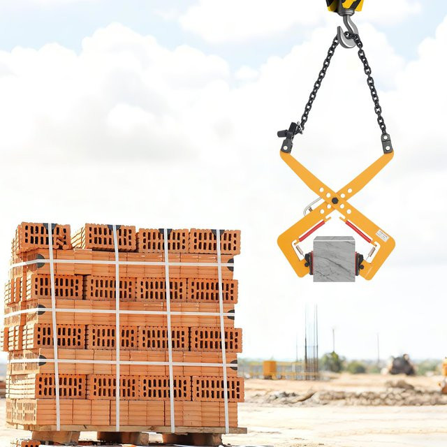 Bymaocar Hebeklemme Gelb, verstellbare Hebezange mit 30-51 cm Öffnung für 350 kg, ideal zum Heben von Holz, Brettern und Steinen - Bild 1