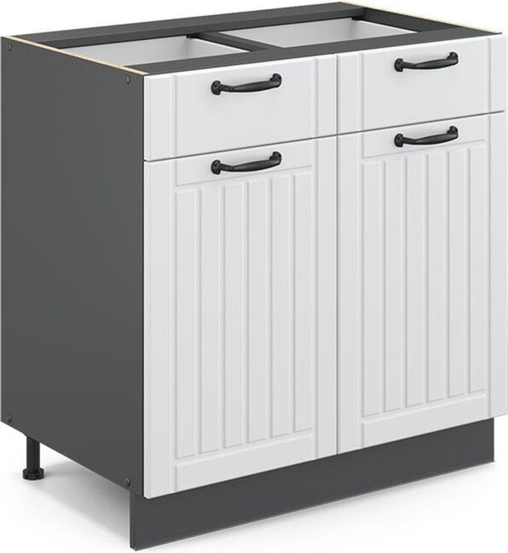 Vicco Küchenunterschrank Fame-line Landhaus Weiß Anthrazit ohne Arbeitsplatte B: 80 cm - Bild 1