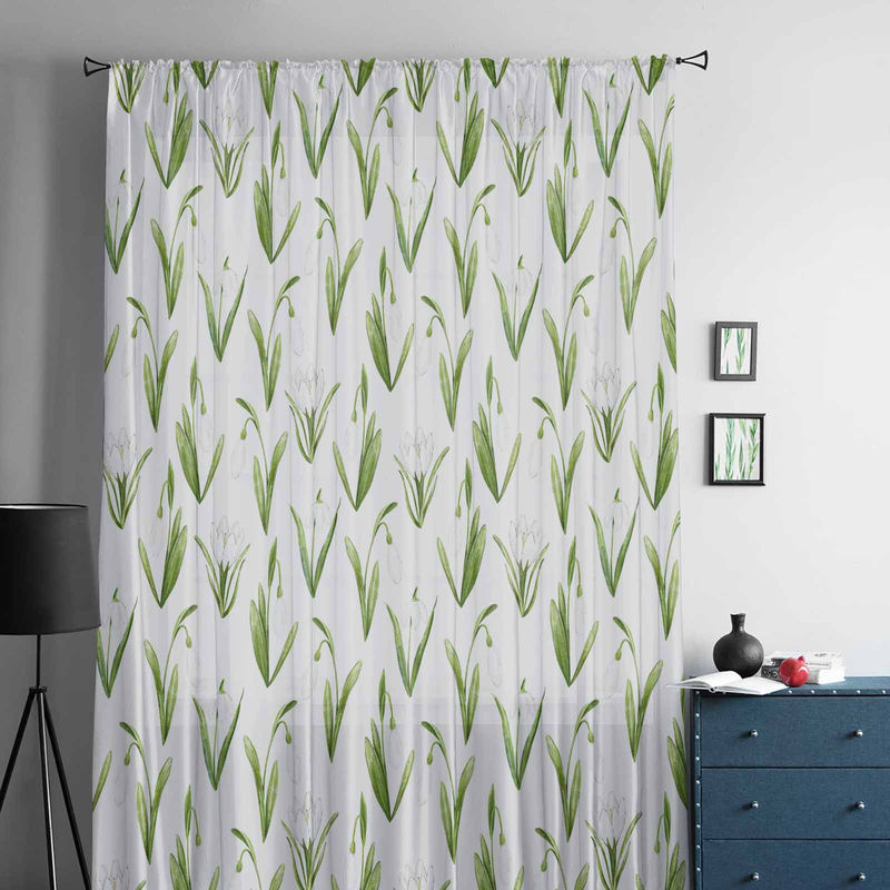 Super Six Chiffon-Fenstervorhang mit Tulpenblumen und Aquarellpflanzen in Weiß, Breite: 135 cm, Höhe: 114 cm - Bild 2