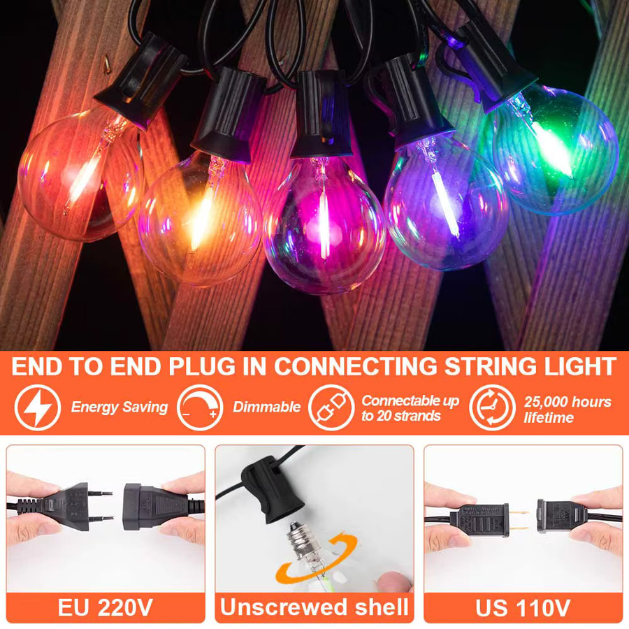 Grensk LED G40 Weihnachts-Lichterkette mit mehrfarbigen Globus-Glühbirnen E12 für die Außenbeleuchtung im Garten und zur Feiertagsdekoration - Bild 5