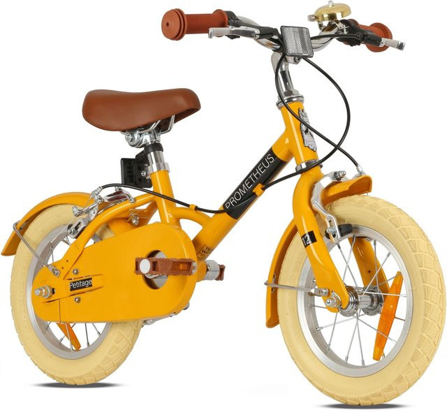 PROMETHEUS BIKES Kinderfahrrad, 12 Zoll, Retro Look, Gelb - Bild 1