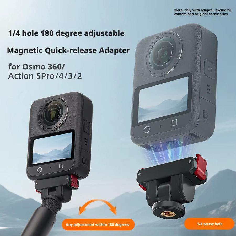 DJI Osmo 360 Magnetische Schnellverschluss-Halterung mit verstellbarem Rotationsadapter in Schwarz - Bild 2