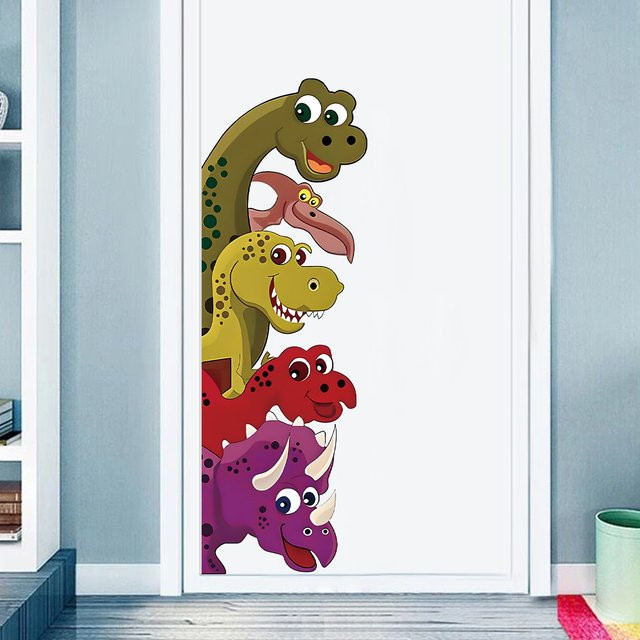 Selbstklebender BRUP Wandaufkleber mit Cartoon-Dinosaurier für Kinderzimmer und Wohnzimmer, PVC, Multicolor - Bild 1