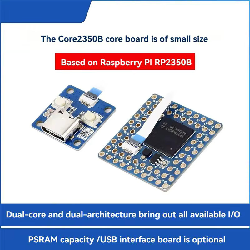 ABDW Raspberry Pi RP2350 Core2350b Dual-Core Dual Architecture Core Board mit 2 MB PSRAM und USB-C Adapter in Blau - Bild 2
