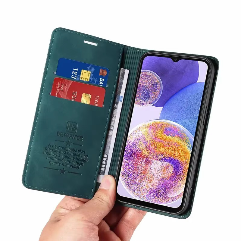 Leder-Brieftaschen-Hülle für Samsung Galaxy A53 5G, A73, A33, A23, A13, A04, M12, M22, M32, M23, M13, M14, M54, F12, F23, F04, F14 in Rot - Bild 2
