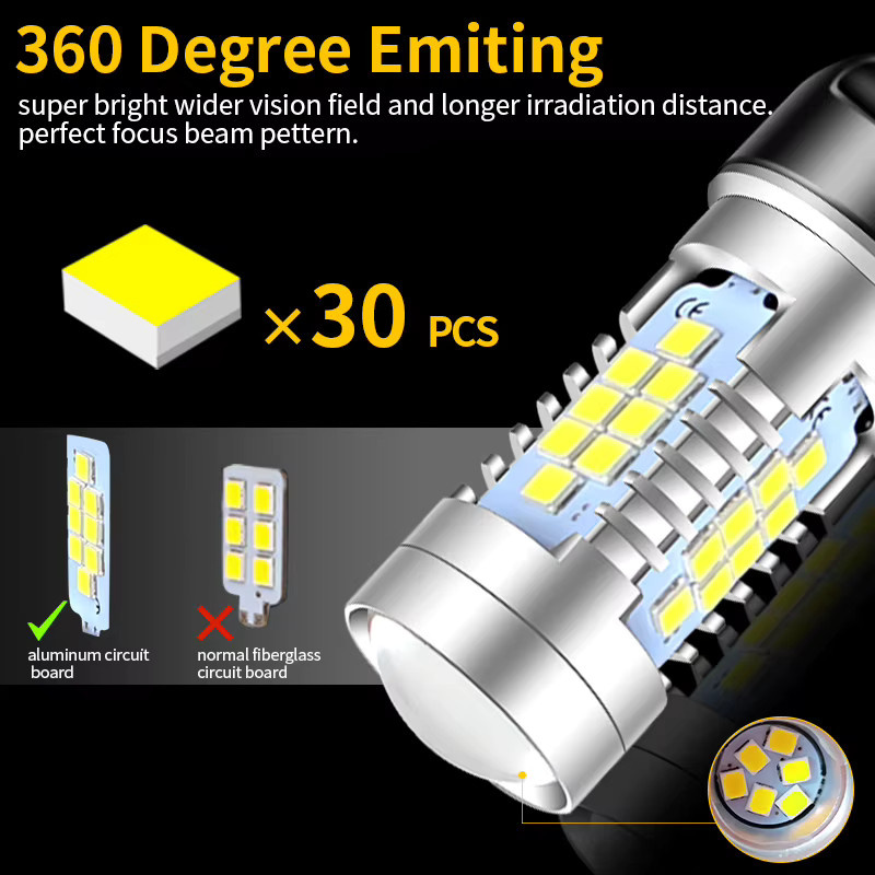 APMATAUTO 2er Set T20 7440 W21W W21/5W 7443 LED Autolampen mit 30-SMD für Bremslicht und Tagfahrlicht - Bild 3
