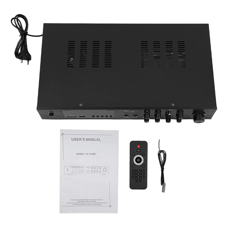 Bymaocar Audio-Leistungsverstärker in Schwarz mit Bluetooth, USB, RCA Aux und 2 Mikrofon-Eingängen inklusive Fernbedienung - Bild 3
