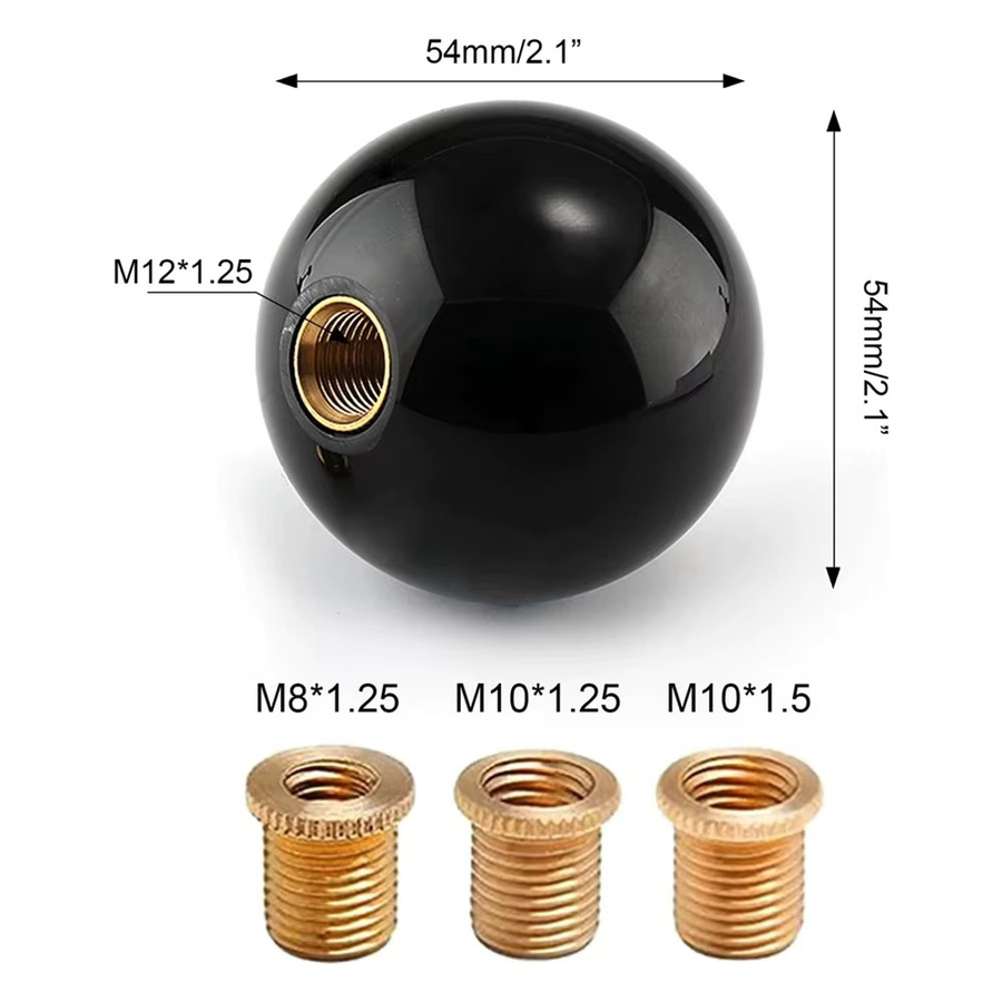 Universeller runder 8-Ball Schaltknauf aus Acryl in Schwarz für manuelle Fahrzeuge inklusive 3 Adaptern - Bild 2