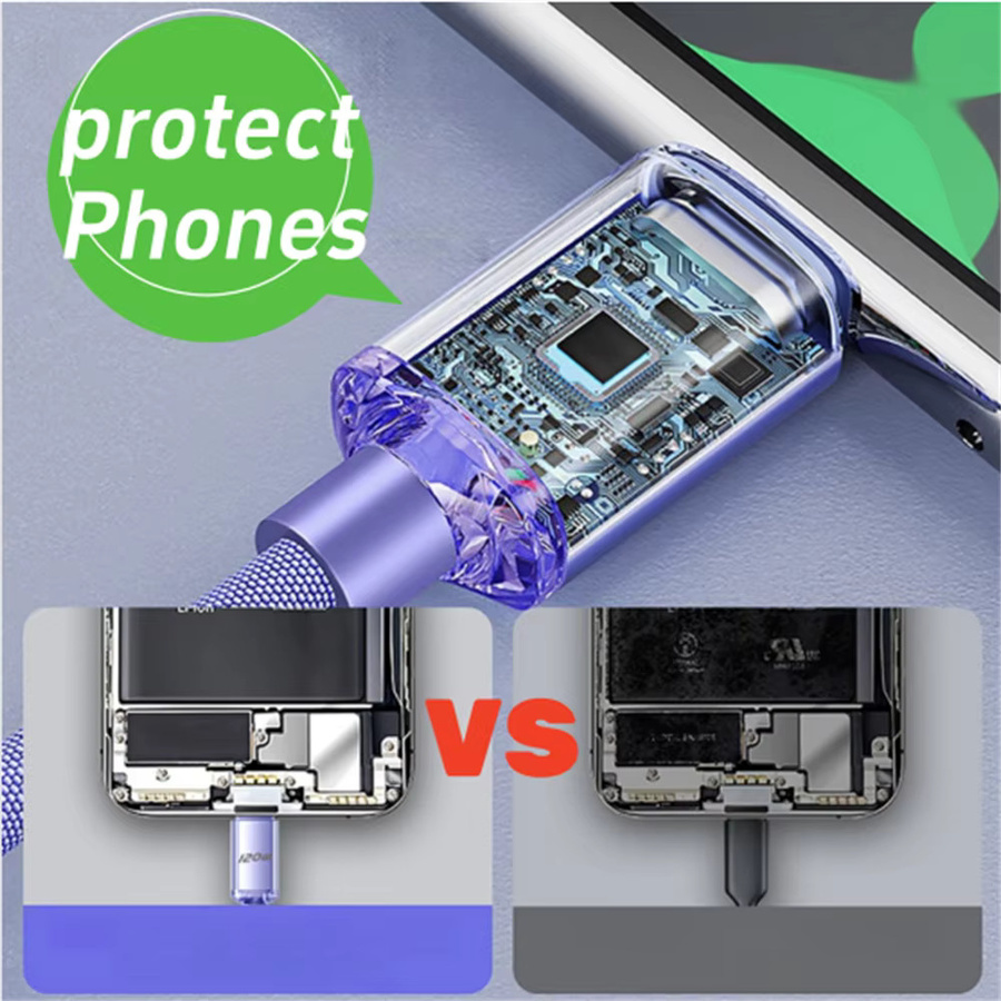 Premium USB-C Typ-C Ladekabel 120W 6A PD für schnelles Laden und Datenübertragung in Blau - Bild 4
