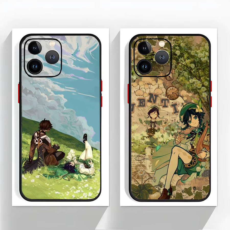 Stoßfeste Genshin Venti Handyhülle in Schwarz Matt für Apple iPhone 17, 16, 15 und 14 Pro Max - Bild 1