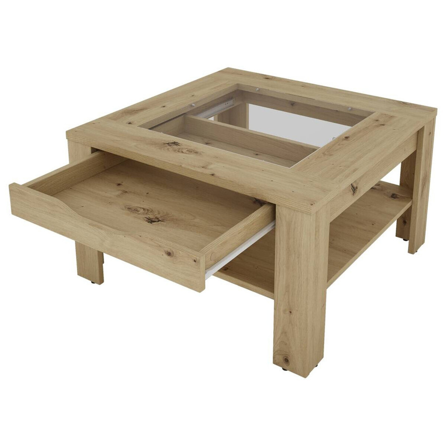 byLIVING Couchtisch RALPH in Eiche mit Klarglas, B/T/H: 67 x 67 x 43 cm - Bild 2