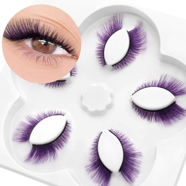 VELTRINAY Künstliche Wimpern, Lila, 3D-Nerz-Look, Unisex - Bild 1