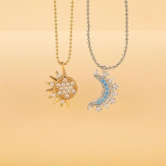 YULIN Halskette, Magnetische Partner-Matching-Halskette, Sonne Mond Herzform, Kupfer, Unisex - Bild 1