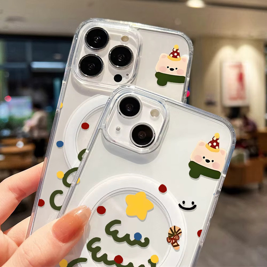 Magnetische Silikon Handyhülle mit Weihnachtsbaum-Design für Samsung Galaxy Modelle (A56 5G, A17, A16, A55, A54, A15, A36, A26, A07, A06, S25 Ultra, S24 FE, S23, S22) in Transparent - Bild 4