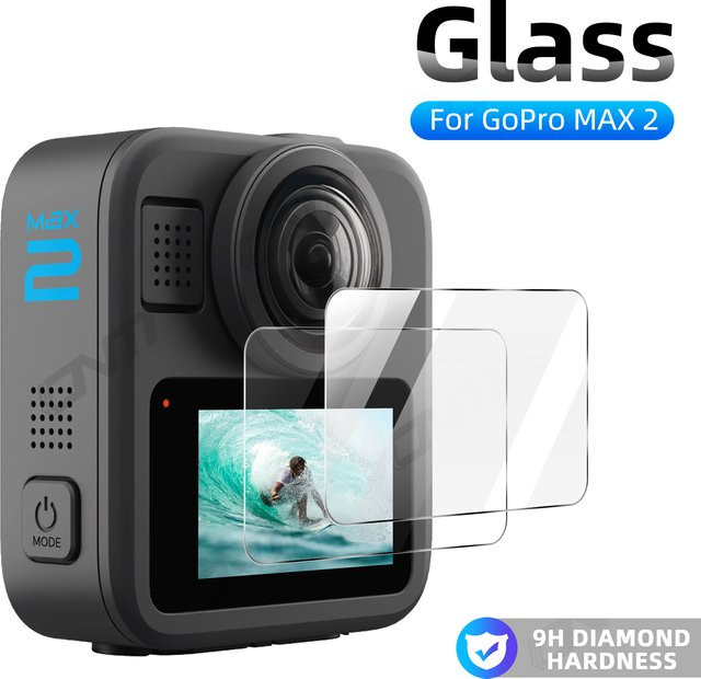 GoPro MAX 2 Displayschutzfolie aus gehärtetem Glas, transparent, HD-klar und kratzfest - Bild 1