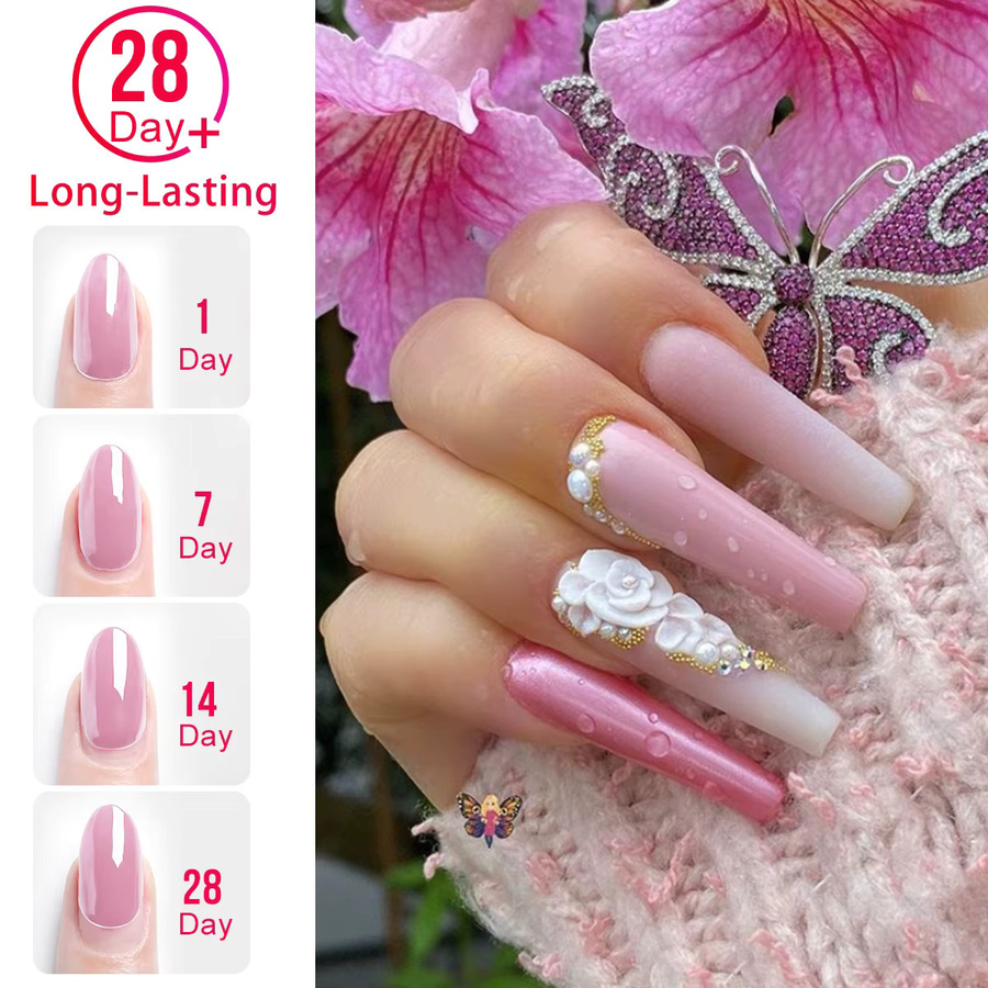 Saviland Acryl-Nagelset für Nagelverlängerungen, 3 Farben, Rosa, Nude, Klar - Bild 2