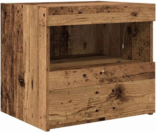vidaXL Nachtschrank aus Holzwerkstoff in Braun mit integrierter Beleuchtung, B/T/H: 50 x 40 x 45 cm - Bild 1