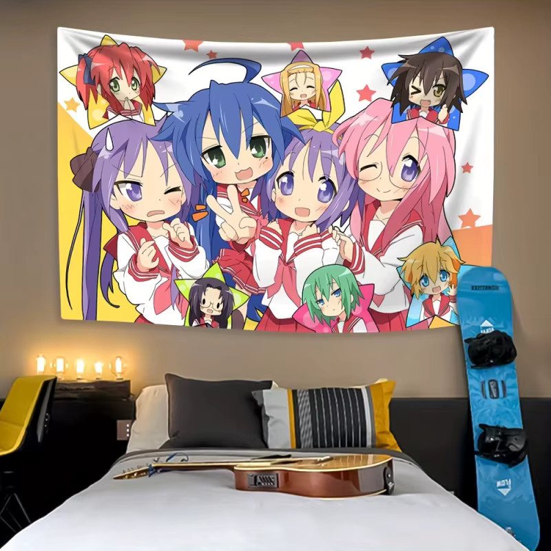 VIKAMA Lucky Star Wandteppich mit japanischen Anime-Charakteren in Multicolour, B/H: 60 x 40 cm - Bild 2