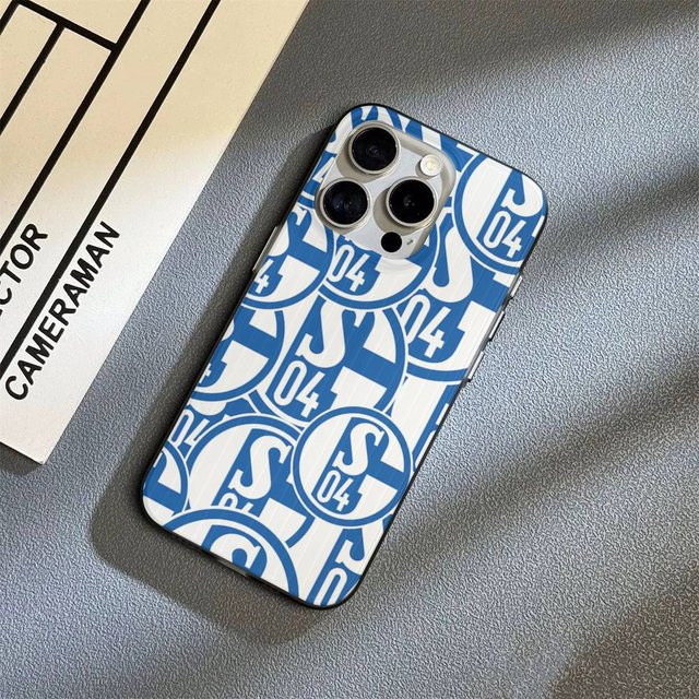 S-Schalke 04 Handyhülle für iPhone 11 bis 17 Pro Max Plus Pro in Blau mit geriffeltem Wellen-Design aus Silikon - Bild 1