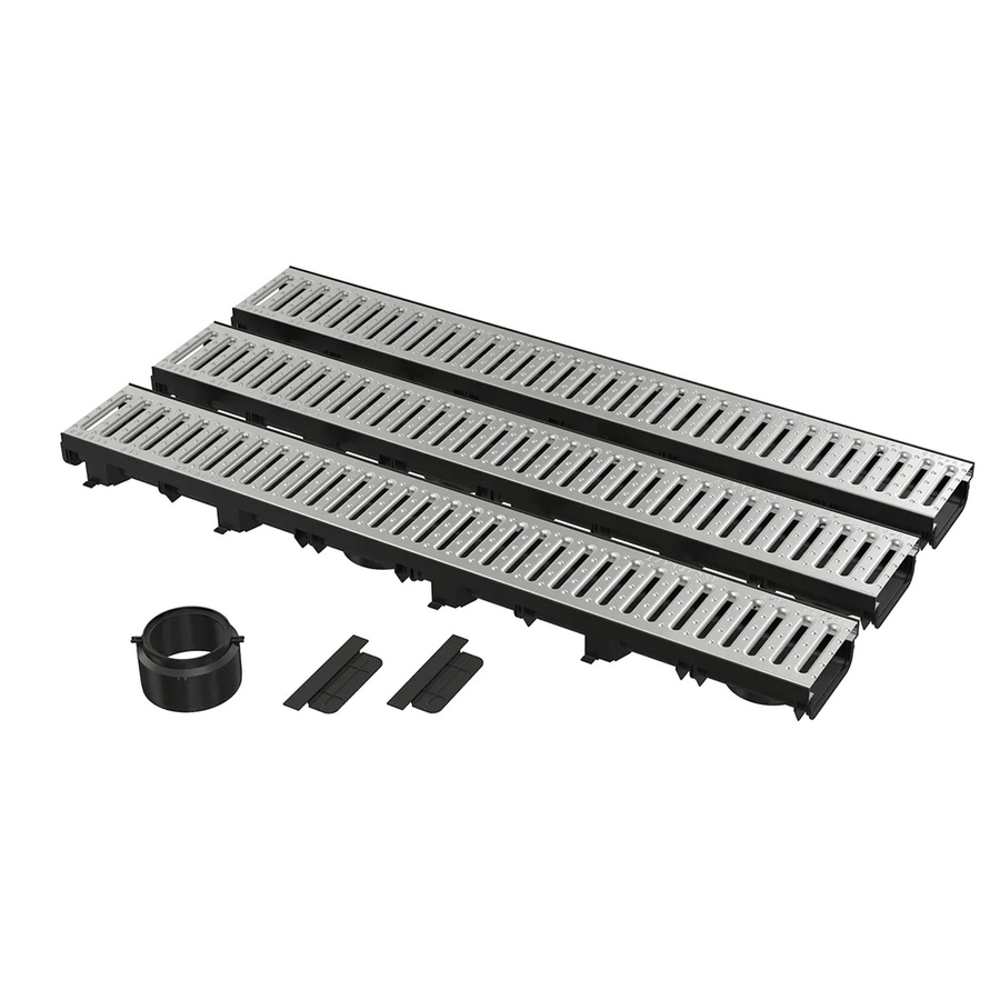 AlcaDrain Garagenset Entwässerungsrinne 3 m mit verzinktem Rost in Silber - Bild 2